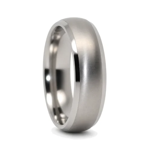 Satin 7mm Mens Titanium Wedding Ring With Polished Edges