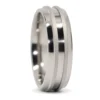 Titanium Mens Ring 6mm With Raised Twin Centerlines