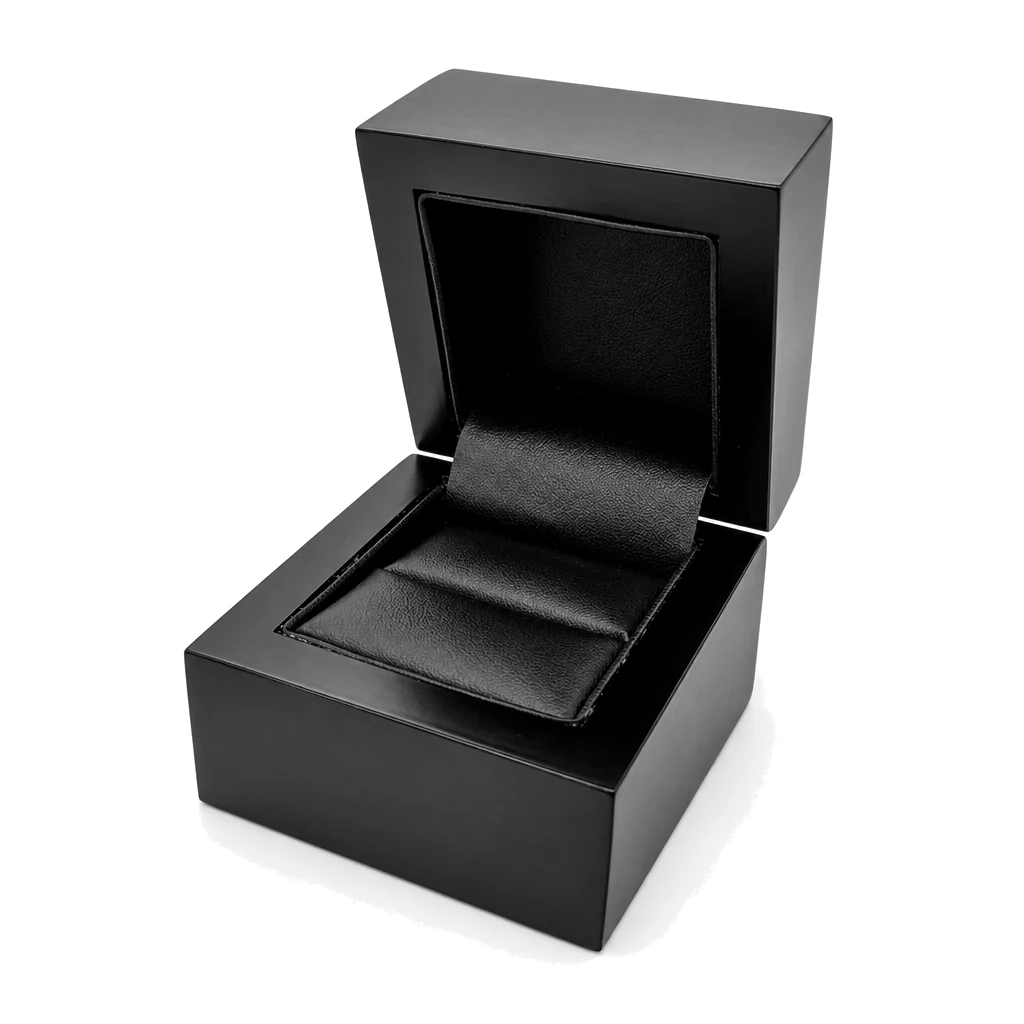 Premium wood ring box upgrade for a mens ring