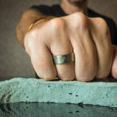 Wide “Comet” 8mm Titanium Mens Ring