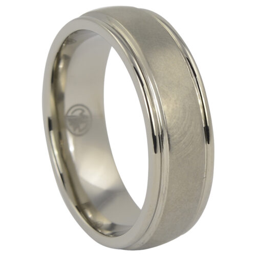 Rounded “Comet” Titanium Mens Ring With Polished Edges