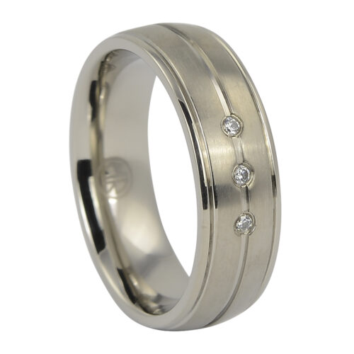Titanium Mens Engagement Ring With Triple Stones