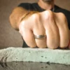 Brushed Titanium 6mm Mens Ring With Tapered Edges