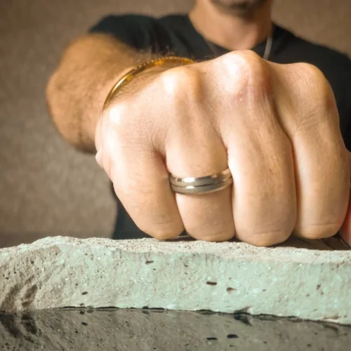 Brushed Titanium 6mm Mens Ring With Tapered Edges