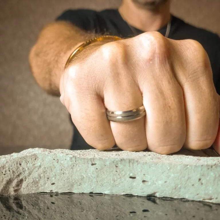 Brushed Titanium 6mm Mens Ring With Tapered Edges