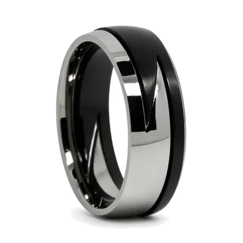 Two Piece 8mm Titanium Lightning Ring