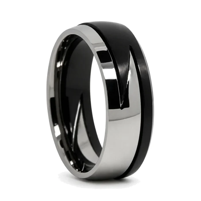Two Piece 8mm Titanium Lightning Ring