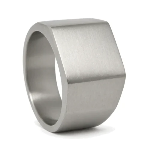 Satin Finish Titanium Signet Ring