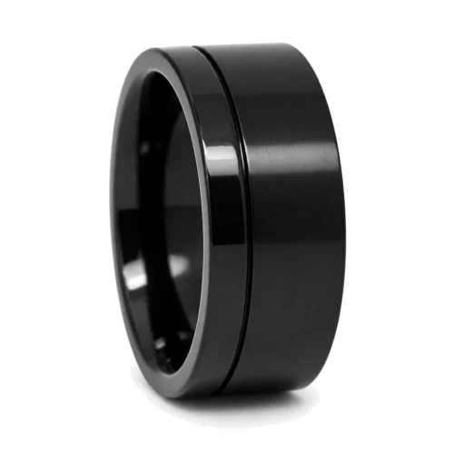 Wider Black Titanium 8mm Mens Ring