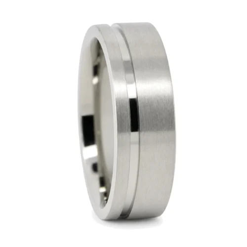 Titanium 6mm Wedding Ring With Offset Groove