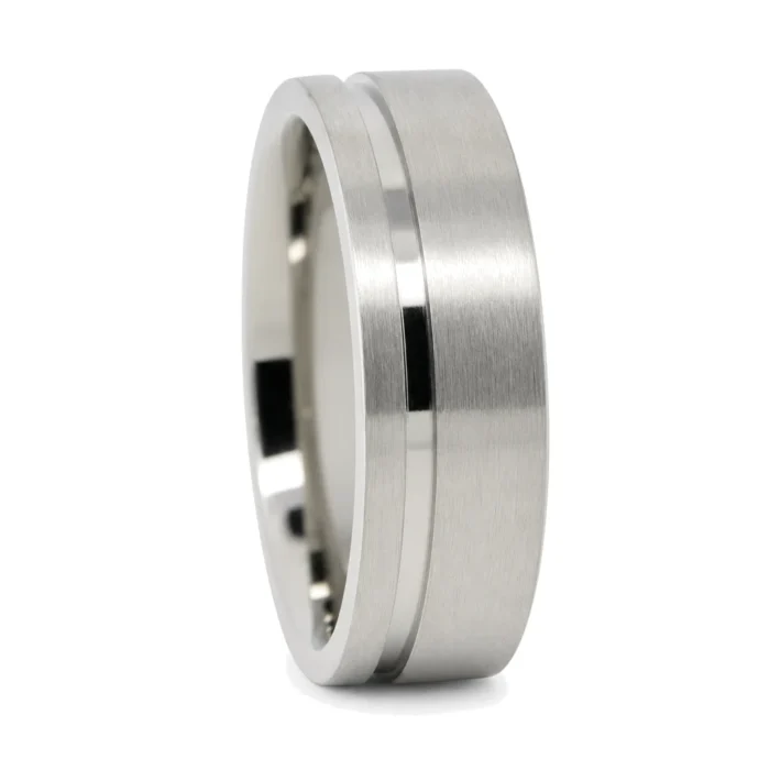 Titanium 6mm Wedding Ring With Offset Groove