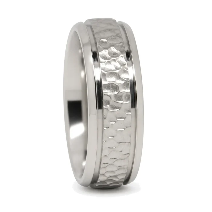 Titanium 7mm Wedding Ring With Hammered Centerline