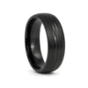 Triple Groove Black 7mm Titanium Mens Ring