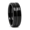 Black Titanium 7mm Mens Ring With Concave Centerline