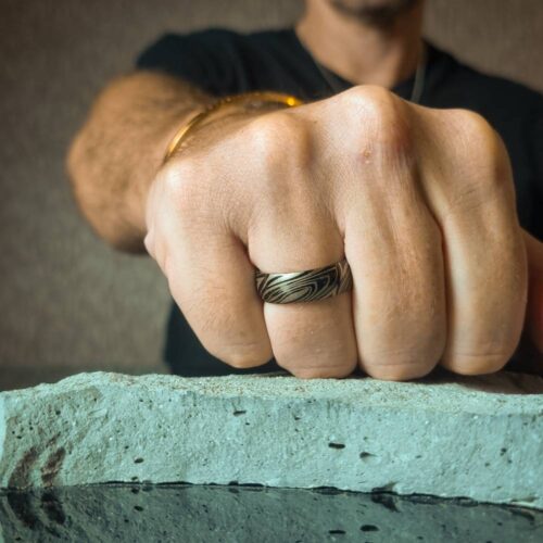 Wide Black Nebula Titaniumn 9mm Mens Ring