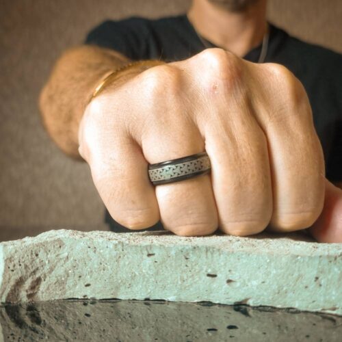Celtic Patterned Black Titanium 7mm Ring