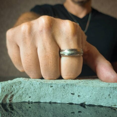 ITR-137-Mens-Titanium-Ring Distressed Finish Comet 7mm Titanium Mens Wedding Ring