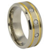 Bold Mens Titanium Wedding Ring With Twin Golden Grooves