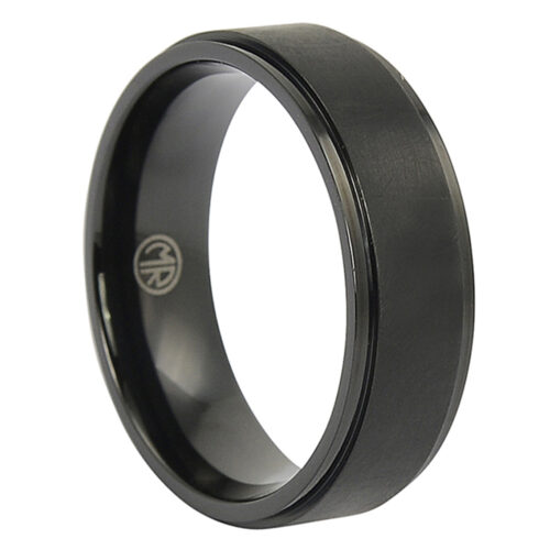 Black Brushed Titanium Mens Wedding Ring