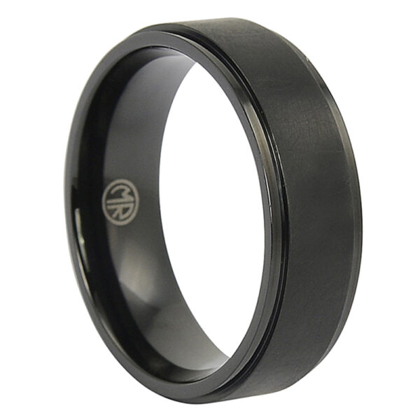 Black Brushed Titanium Mens Wedding Ring