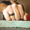 Satin 8mm Black Titanium Mens Ring