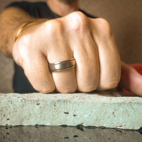 Titanium 7mm Wedding Ring With Twin Black Grooves