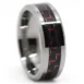 Carbon Fibre 8mm Tungsten Ring with Red Highlights – 5 / J