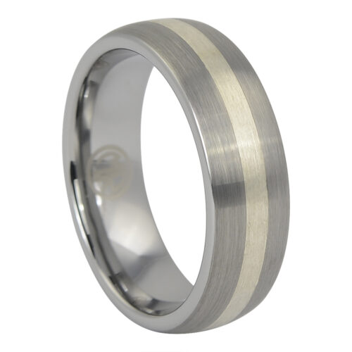 Tungsten Wedding Ring With Solid Silver Inlay