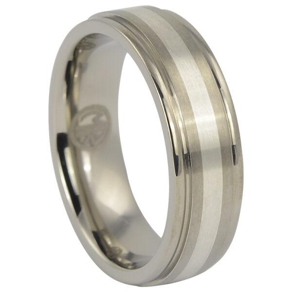 Titanium Wedding Ring With Solid Silver Inlay