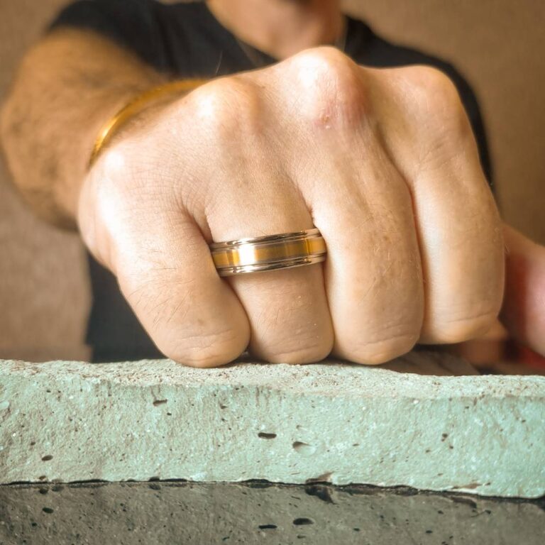 Titanium Wedding Ring With Solid 14k Gold Inlay