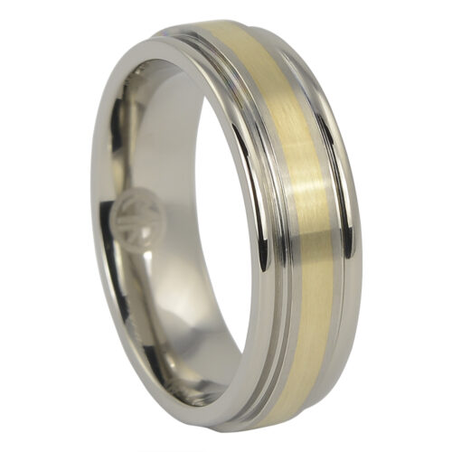 Titanium Wedding Ring With Solid 14k Gold Inlay