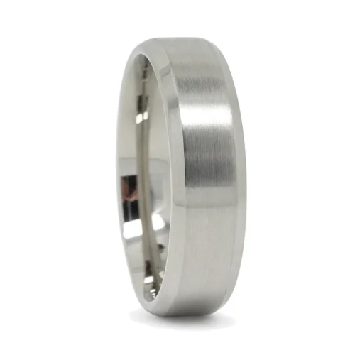 Custom 6mm Brushed Tapered Titanium Mens Wedding Ring