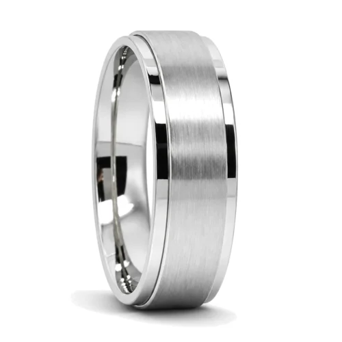 Custom 6mm Brushed Step Titanium Mens Wedding Ring