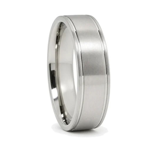 Custom 6mm Satin Finish Titanium Mens Wedding Ring