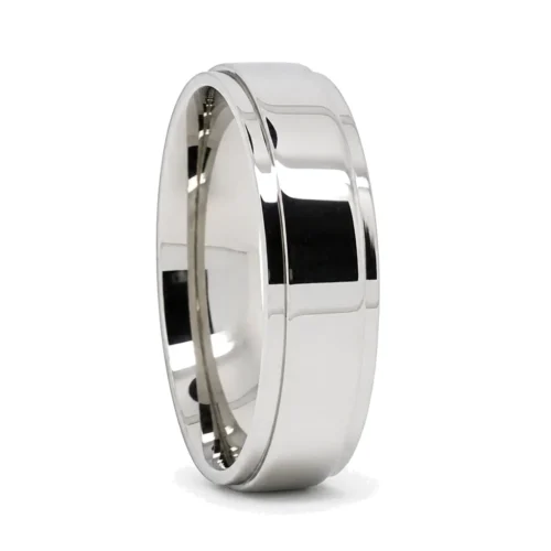 Custom 6mm Polished Step Titanium Mens Wedding Ring