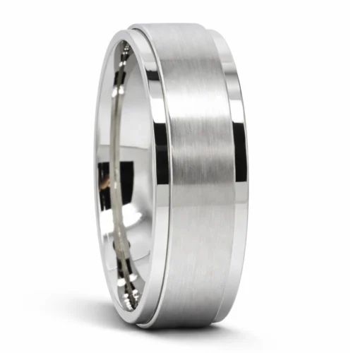 Custom 6mm Brushed Step Titanium Mens Wedding Ring