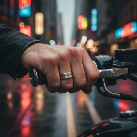 FTR-076-Brushed-Tungsten-Mens-Ring-With-Offset-Groove-Motorcycle-Rider FTR-076-Brushed-Tungsten-Mens-Ring-With-Offset-Groove-Motorcycle-Rider