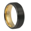 Black Tungsten 8mm Mens Ring With Rose Gold
