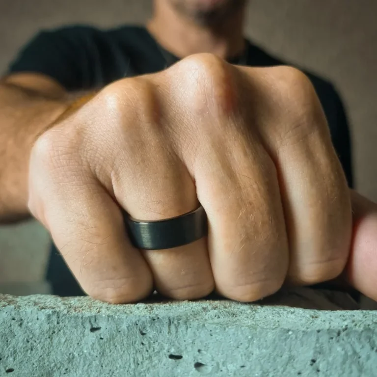 Black Tungsten 8mm Mens Ring With Gold