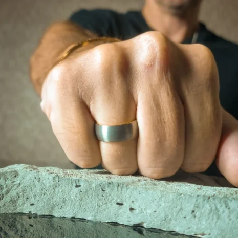 FTR-100-Tungsten-Mens-Ring Tungsten 8mm Wedding Ring With Gold Inner Band