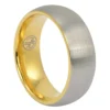 Tungsten 8mm Wedding Ring With Gold Inner Band
