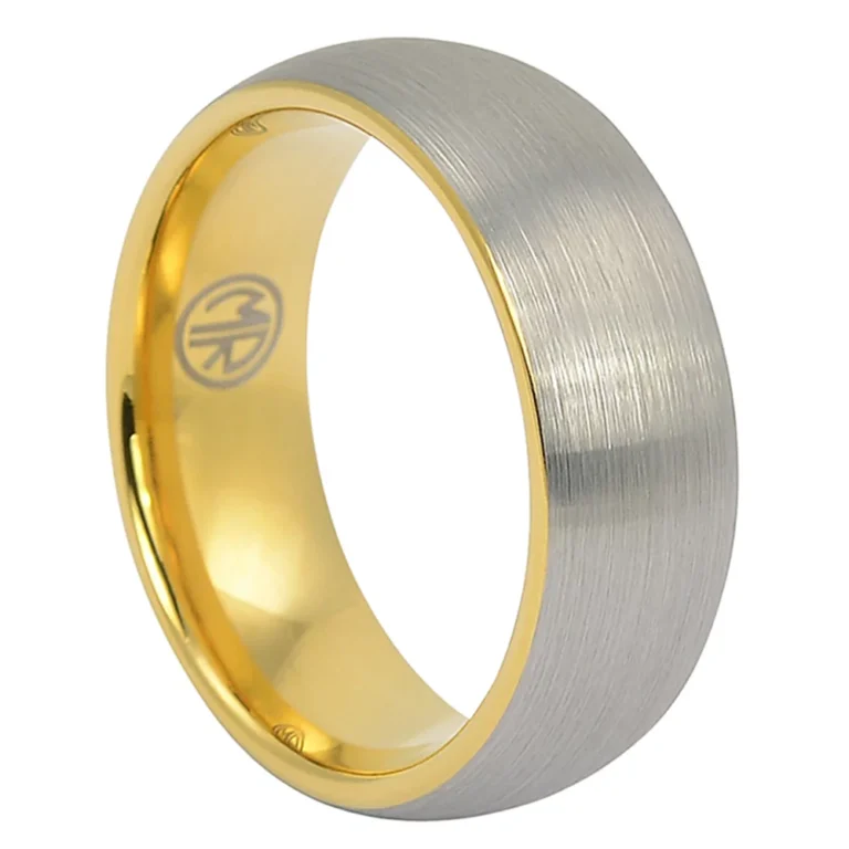Tungsten 8mm Wedding Ring With Gold Inner Band