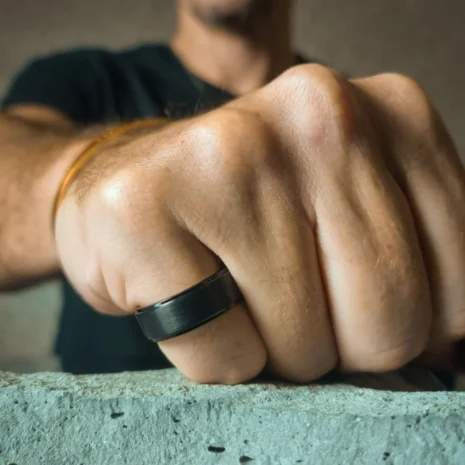 FTR-097-Black-Tungsten-Mens-Ring-With-Rose-Gold-video Black Tungsten 8mm Mens Ring With Rose Gold