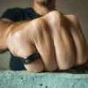 Black and Blue Tungsten Mens Ring
