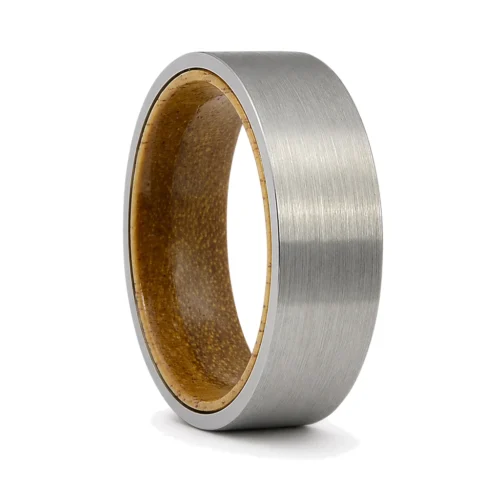 Tungsten and Koa Wood 8mm Mens Ring