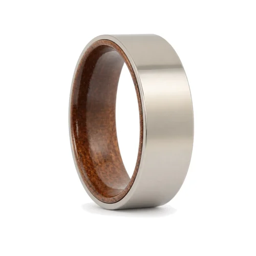 Titanium Rosewood 8mm Mens Ring