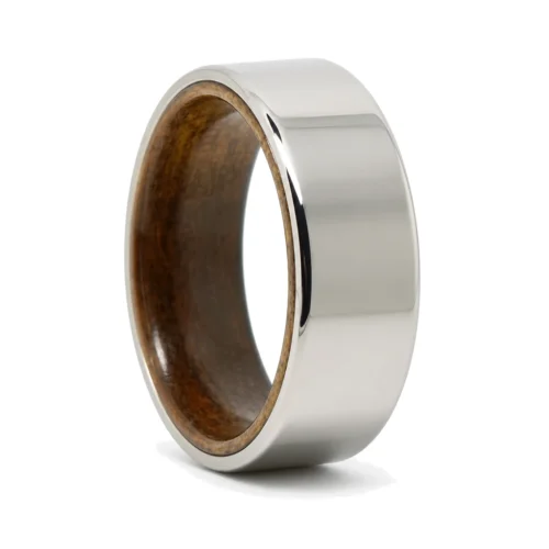 Titanium Wedding Ring With Koa Wood Band