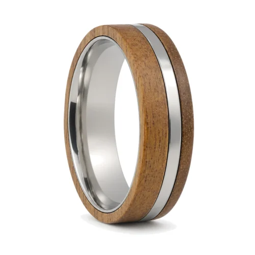 Rosewood And Titanium 8mm Mens Ring