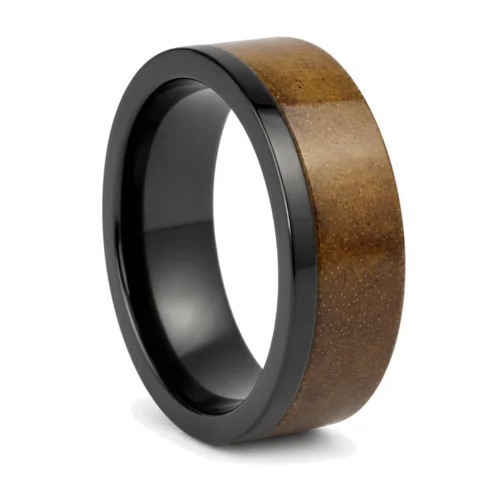 Black Titanium And Koa Wood 8mm Ring