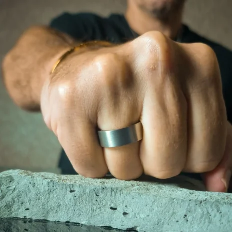 FTR-103-Tungsten-Mens-Ring Tungsten and Rosewood 8mm Mens Ring